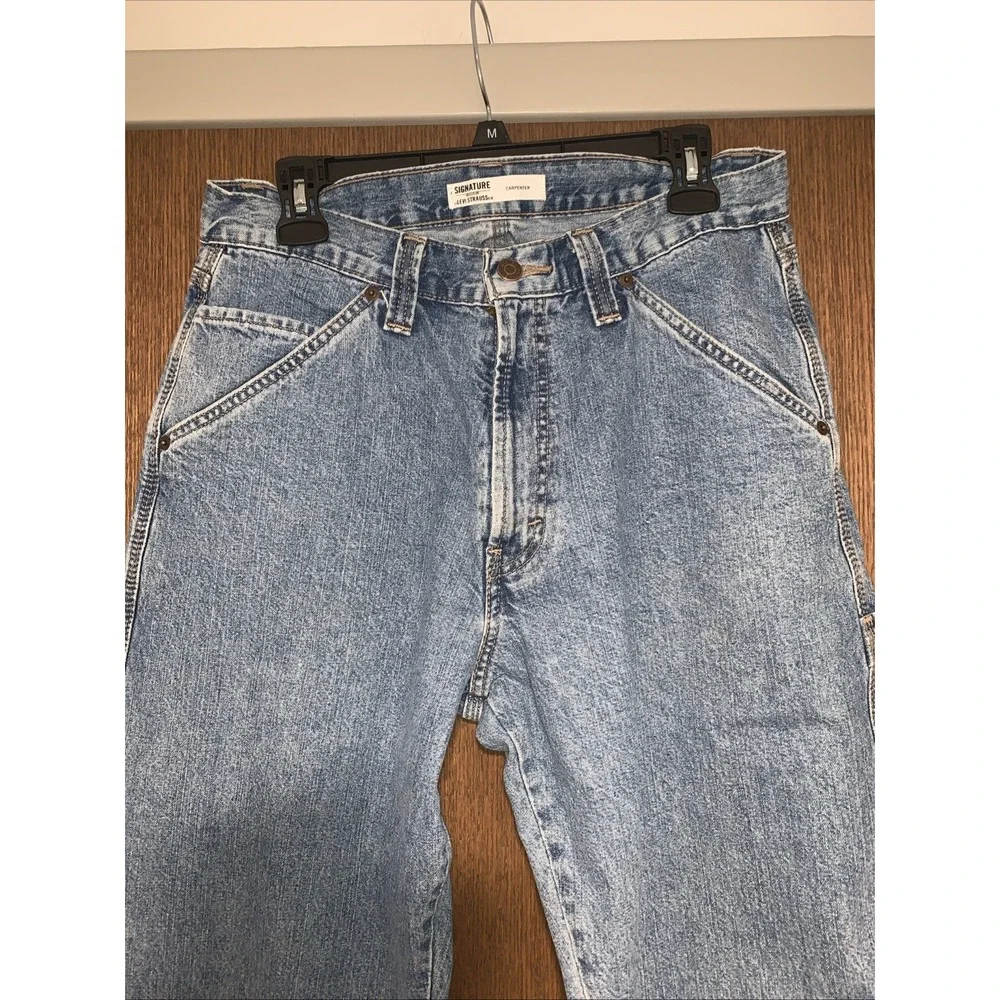Vintage Men's Y2k Levi's Carpenter Denim Cargo Jeans Relaxed Light Wash 32x34